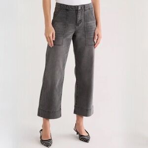 NWOT SANCTUARY Ali Ankle Crop Wide Leg Jeans Dark Smoke (Washed Black) Size 26